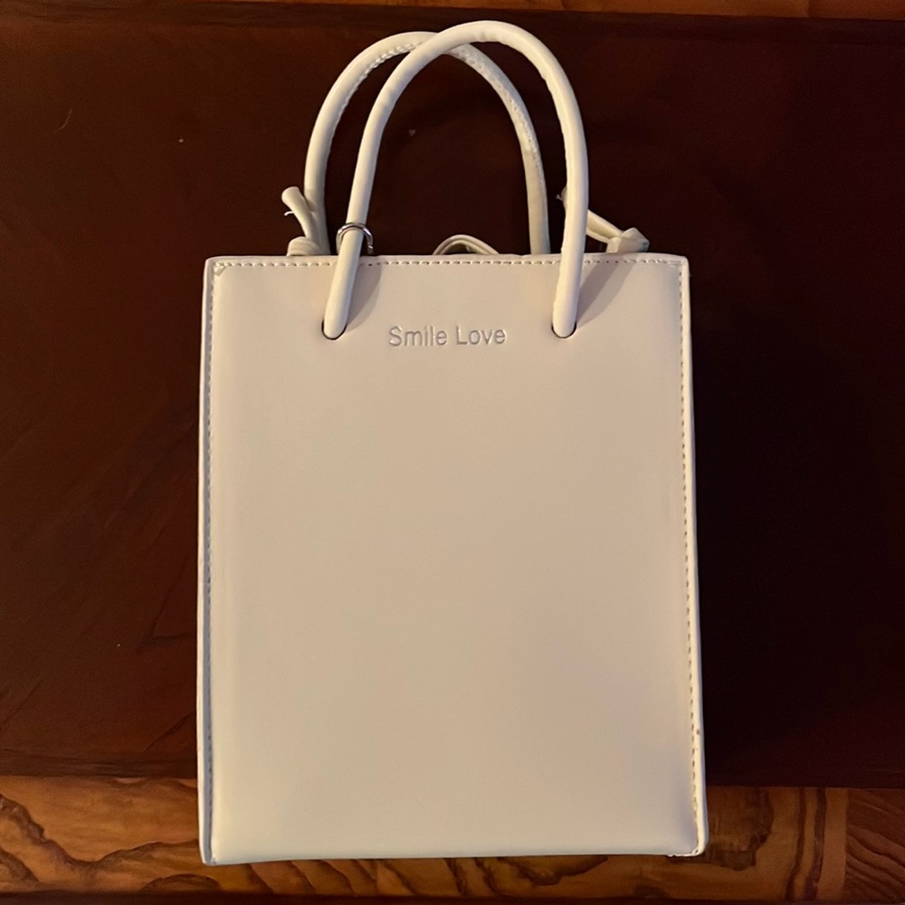 Womens Small Cream Leather Crossbody Purse